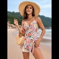 thumbnail image 4 of Traje de Baño de una Pieza con Falda Cruzada para Mujer, con Control de Abdomen, Falda. Marrón S, 4 of 9