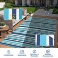 thumbnail image 2 of Garvee 8x10ft Waterproof Outdoor Rugs Modern Striped Area Rug for Patio, Reversible UV-Resistant Plastic Straw Rugs Outdoor Camping Carpet for Porch Deck Backyard Balcony, Blue, 2 of 5