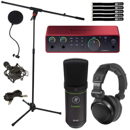 Focusrite Scarlett 2i2 4th Generation 2-in 2-out USB Audio Interface with Mackie Large-Diaphragm Microphone Package