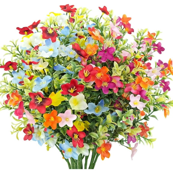 Artificial Silk Flowers for Outdoors Bulk Fake UV Resistant Plants Faux Bouquets Greenery Shrubs Outside Decoration for Garden Porch Planter Pots Window Arrangements, Pcs