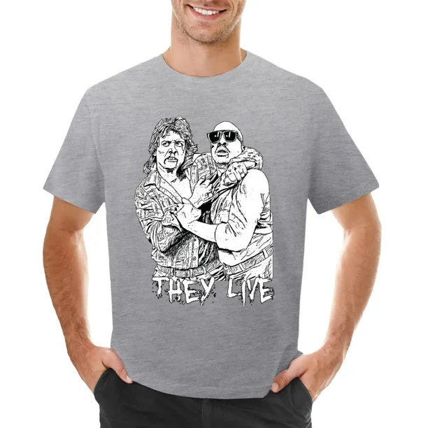 Camiseta They Live de tallas grandes camisetas gráficas de peso pesado a la moda coreana para hombres