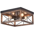 thumbnail image 3 of FETCOI 4-Light Farmhouse Flush Mount Ceiling Light, 12-inch Square Industrial Vintage Ceiling Light Fixtures for Kitchen Living Room Bedroom Hallway Laundry Entryway, 3 of 6