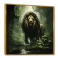 thumbnail image 2 of Designart "Jungle Monarch Lion in Brown and Green" Animals Framed Wall Art - Traditional Brown Lion Hallway Framed Wall Art Decor, 2 of 6