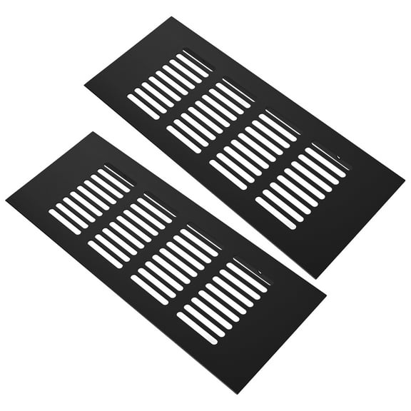 2 Pcs Metal Air Vent Grille Aluminum Alloy Rectangle Cover for Wardrobe Shoes Cabinet Sink Kitchen Stove Bathroom Door Black