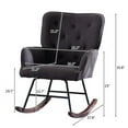 thumbnail image 4 of JINS&VICO Living Room Chair Simple Nordic Style Backrest Pull Point Sofa Rocking Chair Linen Soft Bag Solid Wood Legs Indoor Lounge Chair With Arms Gray, 4 of 7