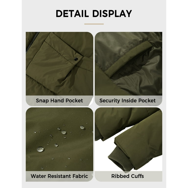 Soularge Women's Plus Size Winter Water Resistant Warm Coat with Detachable  Hood (Army green, 5X)