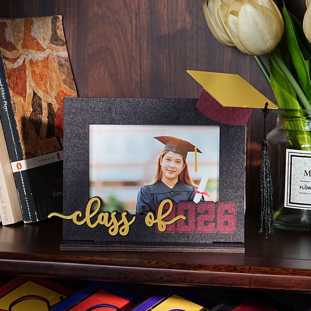 Fufafayo 2026 Graduation Photo Frame, Bachelor Cap Tassel Keepsake, Wooden Desktop Ornament For College High Study Graduation Decor, Tabletop Display For Senior Party Gifts