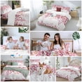 thumbnail image 6 of Pink Eucalyptus Leaves Duvet Cover Set, Summer Botanical Watercolor Soft Duvet Cover Twin Size Bedding Set 4 Pieces, 1 Quiltcover and 2 Pillowcases with Zipper, 1 Bed Sheet for All Seasons, 6 of 9