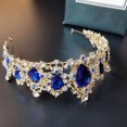 thumbnail image 3 of Coiffe de Mariage Baroque Coiffe Rétro Coiffure Accessoires de Cheveux pour Femmes (Bleu et Doré), 3 of 4