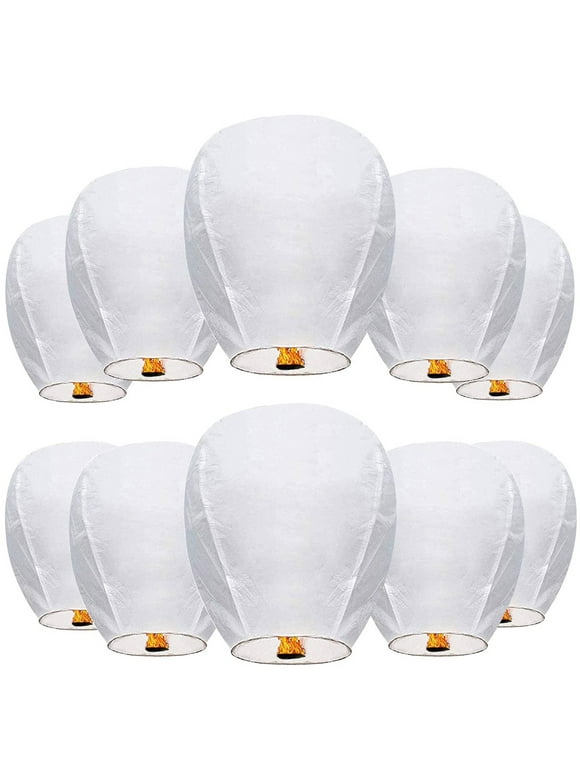 20 Pack Chinese Lanterns to Release in Sky, White Flying Lanterns Paper Lantern Hanging Paper Lanterns Wish Lanterns Memorial for Sending New Year's wishes Celebrations of Family