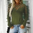 thumbnail image 2 of SMihono Clearance Summer Women's Fashion Shirts Classic Comfy T-Shirt Solid Color Slim Tops Trendy Clothing for Women Crew Neck Hollow Out Pullover Long Sleeve Blouse Green 20, 2 of 4