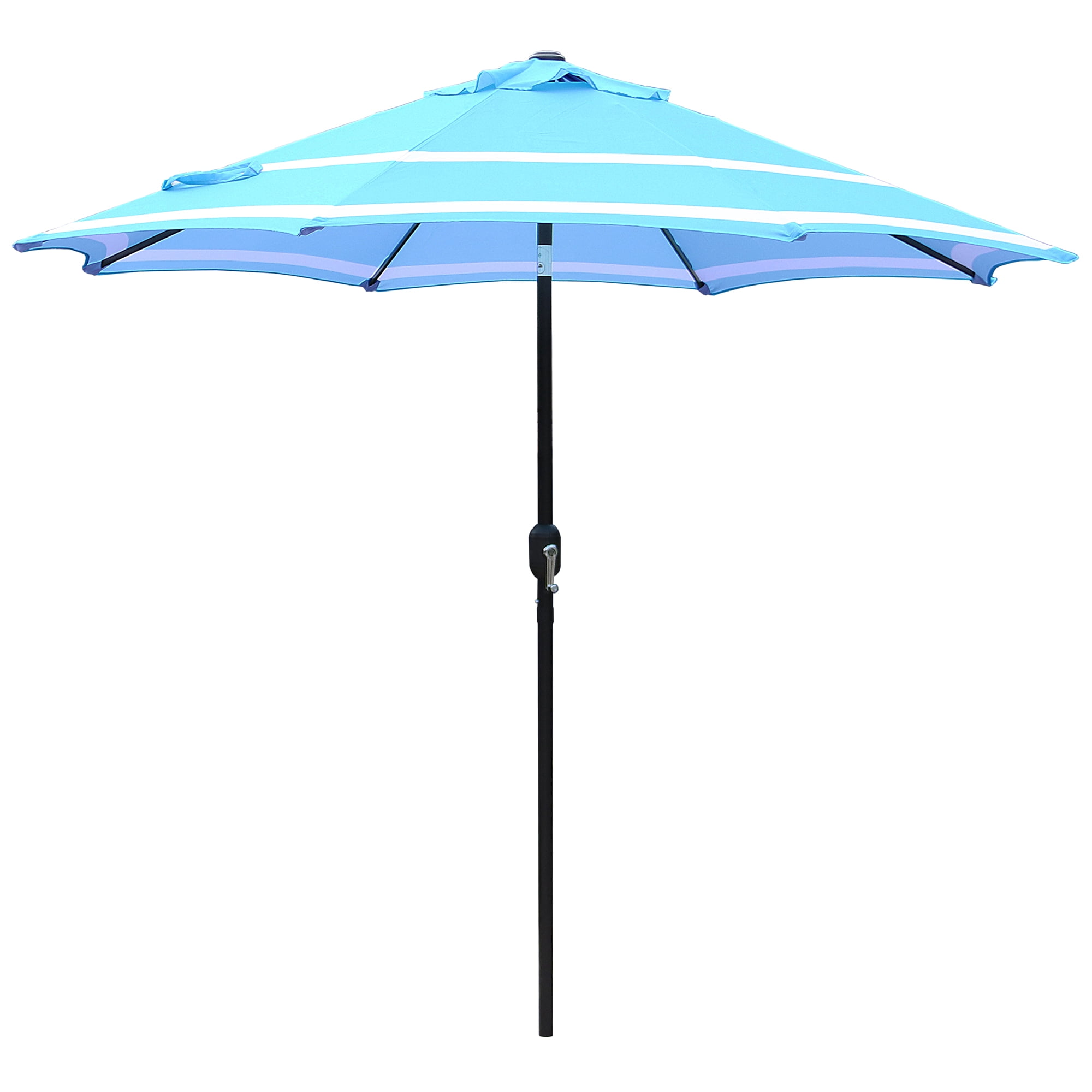 Abble 9 ft Aqua and White Striped Octagon Market Patio Umbrella, Adjustable Tilt