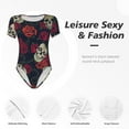 thumbnail image 4 of Disketp Roses Skulls for Women's Short-Sleeved Onesie Fit Top T-Shirt Round Neck Basic Casual T-shirt Bodysuits-Small, 4 of 7