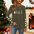 thumbnail image 3 of Christmas Tree Shirt Women Christmas Embroidered Trees Long Sleeve Shirts Gift Xmas Graphic Tee Tops, 3 of 7
