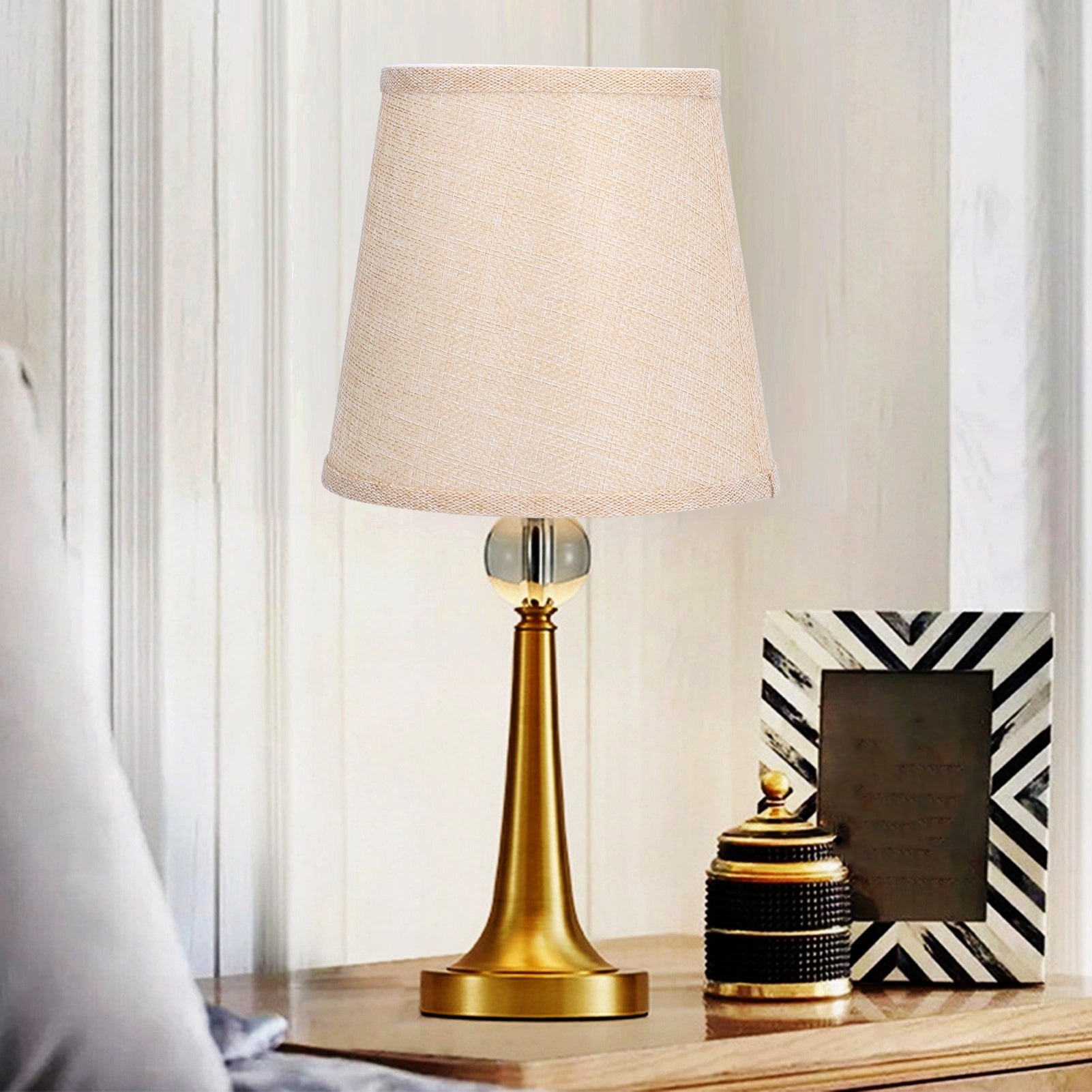 NFTIGB 6 Pieces Fabric Lamp Shades Household Modern E14 Clip On Lampshade Replacement Cover for Chandeliers Wall Table Floor Lamps, Apricot, 5.5 inches / 14 cm Height