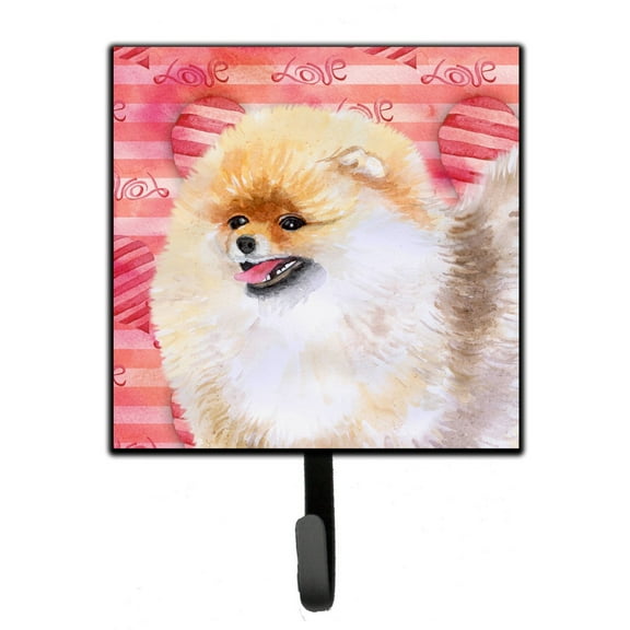Carolines Treasures BB9769SH4 Pomeranian Love Leash or Key Holder Red Single Hook multicolor