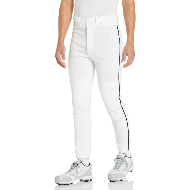 Pantalón Mizuno Premier Piped para Hombre, Blanco-Azul Marino, Talla L