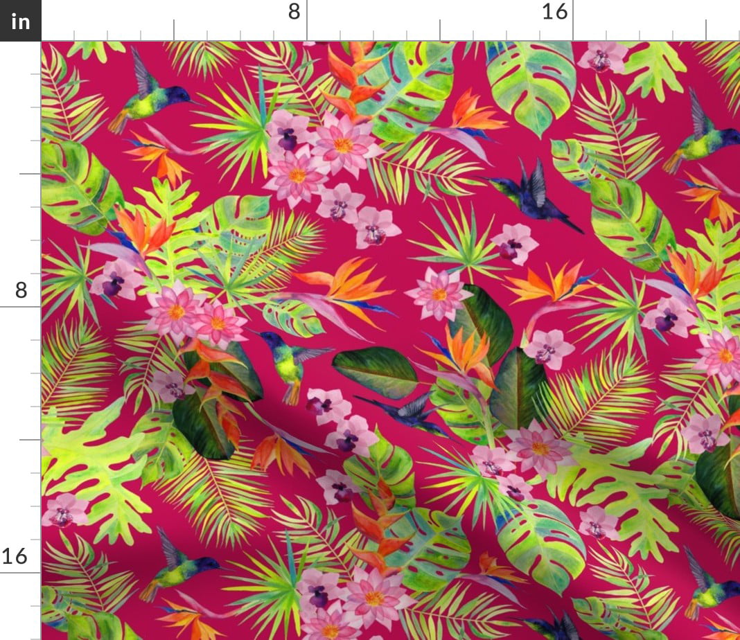Cloth Placemats Hot Pink Rainforest Tropical Summer Hummingbird Bird Set of 2 