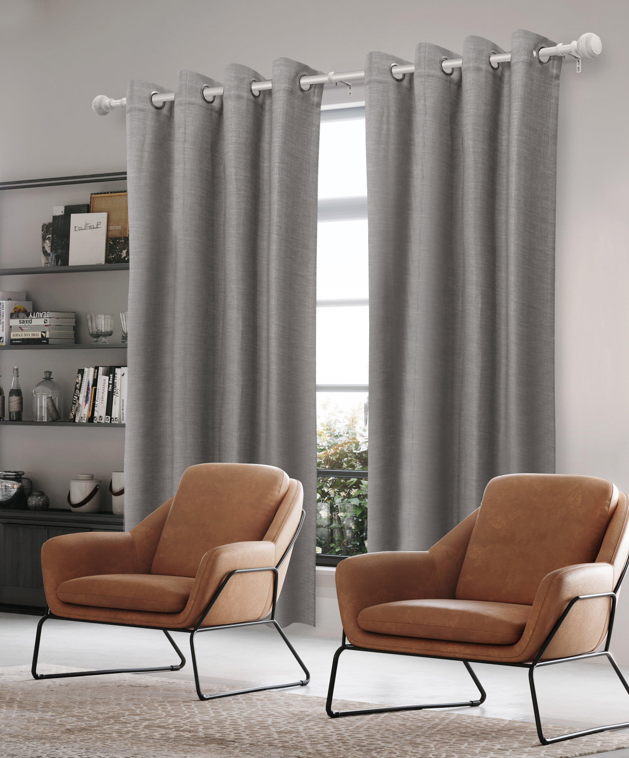 Better Homes & Gardens 1" Textured Knob Curtain Rod, 42-120", White