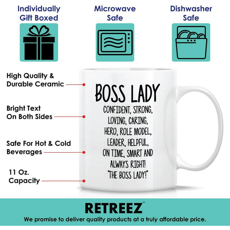 Funny Mug - Boss Lady Description Caring Confident etc 11 Oz Ceramic Coffee  Mugs - Funny, Sarcasm, Motivational, Inspirational birthday gifts for  friends, coworkers, employer, siblings, mom 