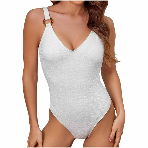 Bathing Suit for Women Wycnly Womens One-Piece Swimsuit Womens Monokini Swimsuit Sexy Deep V Neck Slim Fit Strap Swimwear Summer Beach Pool Party Push up Swimsuit Tankini