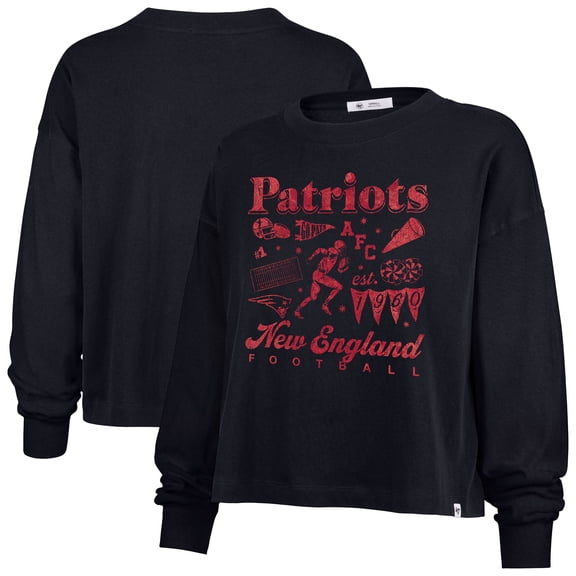 Women's '47 Navy New England Patriots Team Collage Sydney Long Sleeve T-Shirt