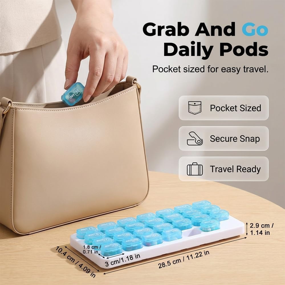 Monthly Pill Organizer 31 Day, 2026 Upgraded Large Portable Travel Pill Box, 31 Day Pill Case Small Compartments to Hold Vitamin and Travel Medicine Organizer, Daily Pill Case (Black Green)