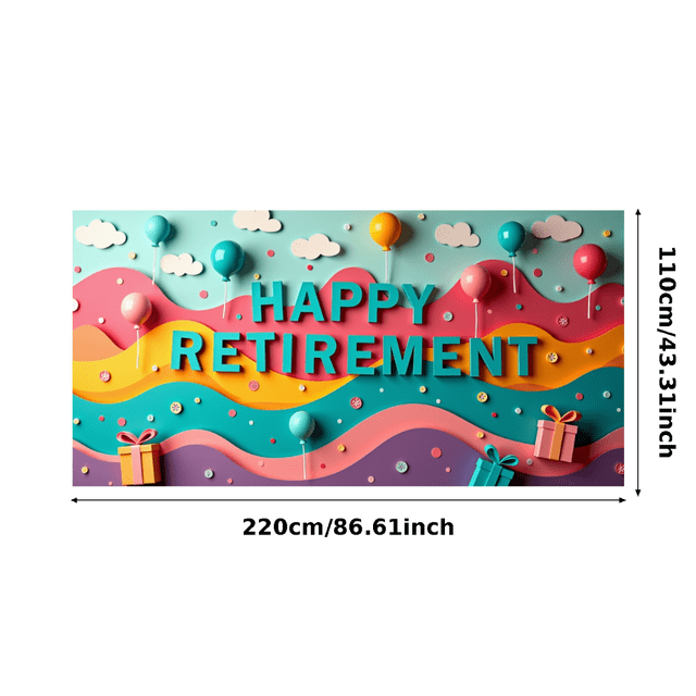 Happy Retirement Foil Balloon Banner Colorful Background Party Decorations Retirement Party Photography Props Backdrop Celebration Supplies