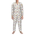 thumbnail image 3 of Salouo Geometric Retro Print Button-Front Long Sleeve Pajama Set for Men, Soft 2Pjs Men's Long Sleeve Sleepwear-Large, 3 of 7