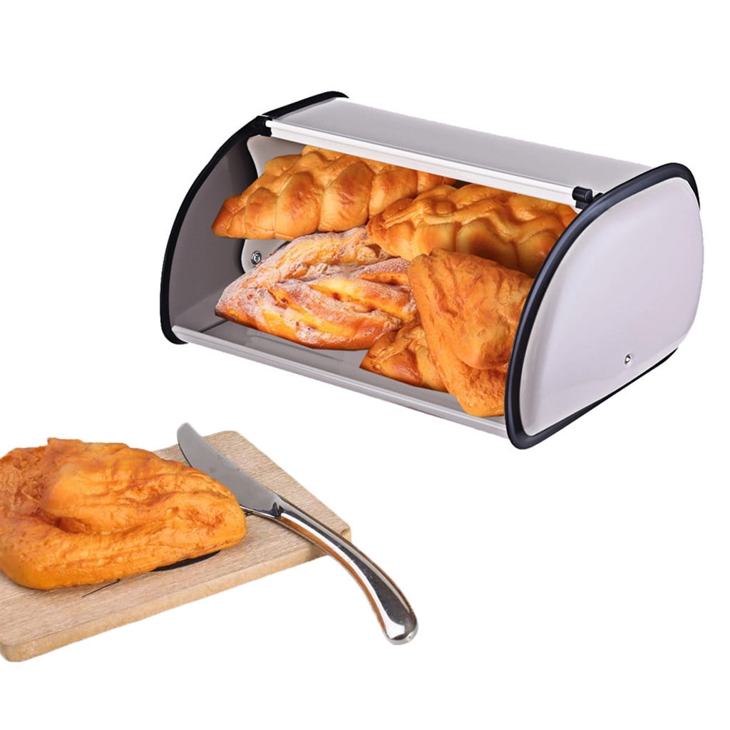 Metal Bread Box With Roll Top Lid kitchen Storage Containers Home