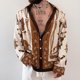 thumbnail image 2 of Camisas con estampado floral para hombre, cuello vuelto, manga larga, cierre de botones, blusa informal para uso diario, color de imagen L, 2 of 7