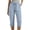 Blue, variant on Women's Capri Pants All Season drawstring waist cotton linen cotton solid color with pockets durable Green S