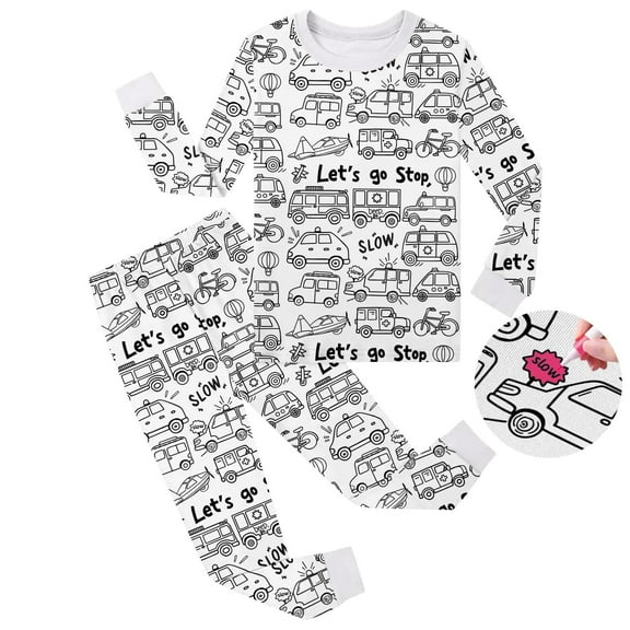 Kids Pajamas Kids Color Your Own Pajamas For Kids Long Sleeve Crew Neck Top With Pajamas Pants For Kids Party Pajamas Color Your Own Fun Designs 7-8 Years