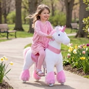 PonyCycle Ride-On Unicorn Toy with Sound and Hand Brake, Kid-Powered, Ages 4-7, Pink, Ux402