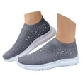 thumbnail image 3 of YLYL Women's Knit Sock Sneakers Rhinestone Glitter Arch Support Slip on Lightweight Casual Nurse Shoes, 3 of 4