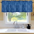 thumbnail image 6 of Bohemian Abstract Blue Floral Window Valance for Kitchen, Boho Tribal Ethnic Geometric Mysterious Flower Rod Pocket Short Curtain for Small Windows, Light Filtering Decorative Valance, 56 x 16 Inch, 6 of 9