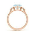 thumbnail image 2 of ANGARA Natural 1.4 ct Aquamarine and Diamond Three Stone Engagement Ring in 14K Rose Gold for Women (Size-8mm) | March Birthstone, Anniversary, Jewelry Gift for Women | Natural Aquamarine Ring, 2 of 9