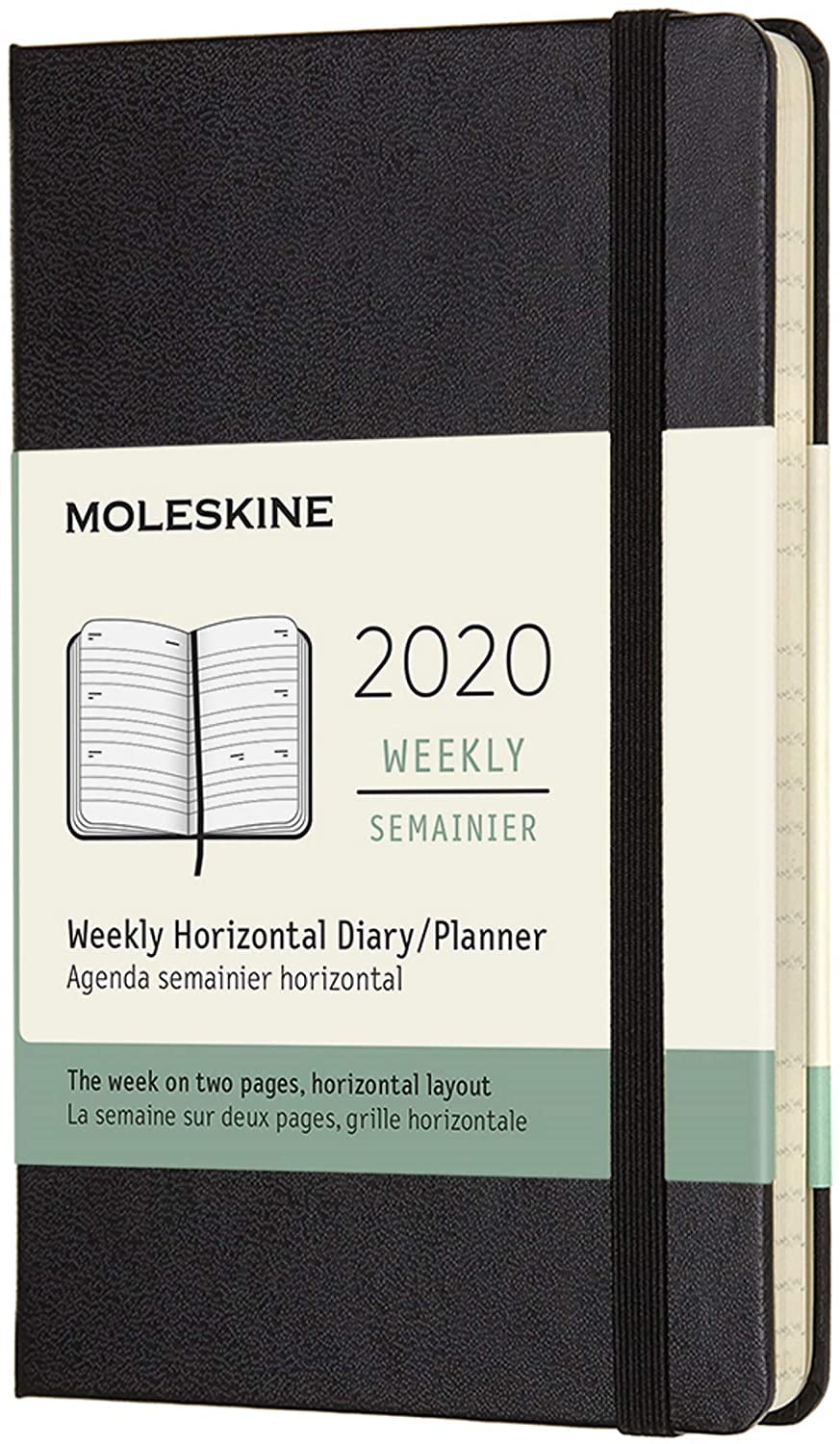 Moleskine 2020 Weekly Horizontal Planner, 12M, Pocket, Black, Hard