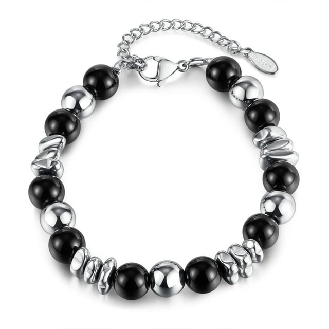Pulsera de abalorios de acero inoxidable para hombre y mujer 180+50 mm