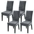 thumbnail image 1 of Haperlare 4 Pcs Velvet Dining Chair Covers Soft Stretch Chair Covers for Dining Room Parsons Chair Protectors Slipcovers, Dark Gray, 1 of 7
