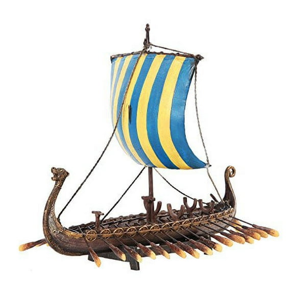 Yellow and Blue Viking Ship Replica by Medieval Collectibles