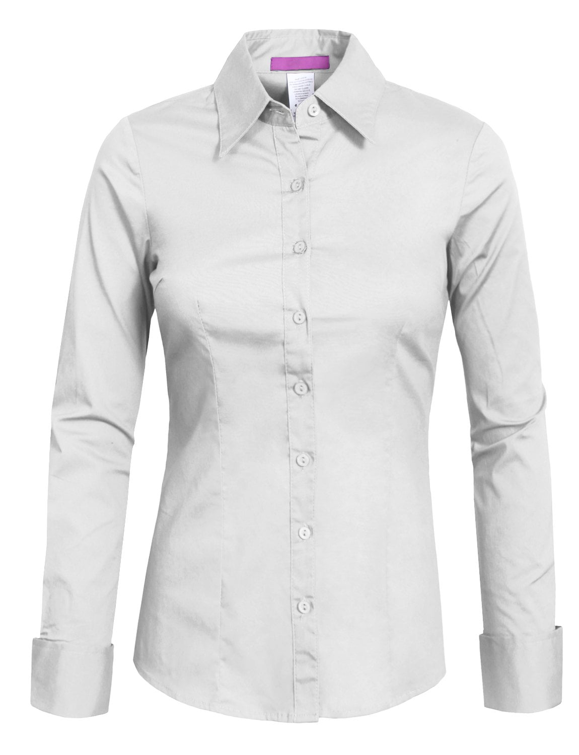 J. METHOD Women's Button Down Shirt Long Sleeve Roll Up Stretch Collar Office Work Formal Casual