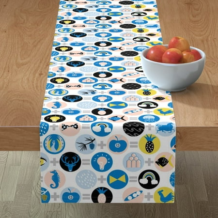 

Table Runner - Geometric Mathematic Sciences Weird Abstract Circles Number Animal by Nouveau Bohemian - Cotton Sateen Table Runner 16 x 72