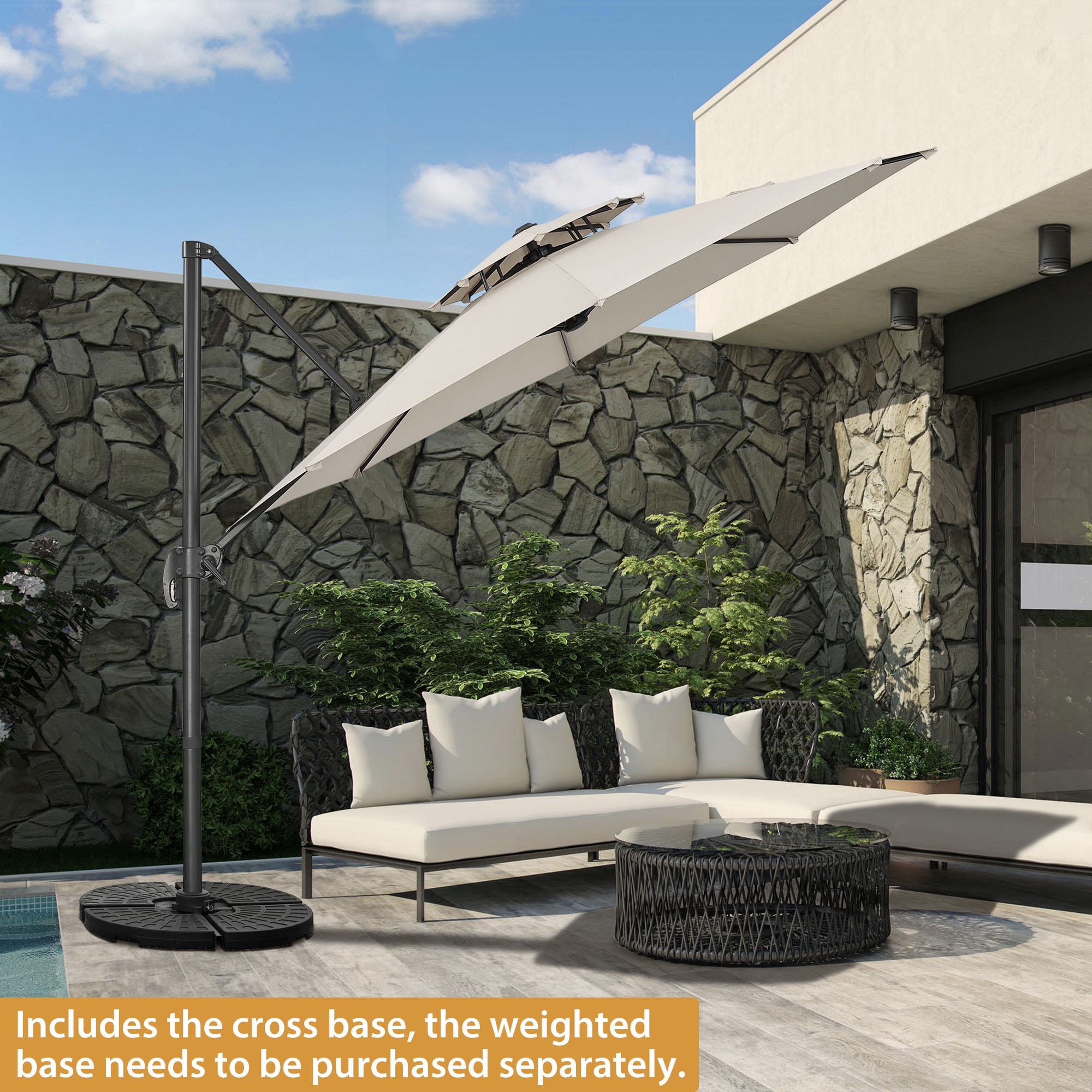 carlsberg patio umbrella Garvee 13' Double-Sided Umbrella, Outdoor Umbrellas, Rectangle Market with Crank Handle, Large Patio Umbrell for Poolside Backyard s 13ft Beige umbrella SunVilla 10 ft. Cabana square Color:Natural Cloud White