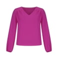 thumbnail image 6 of LYXSSBYX Women Long Sleeve Dress Hot Sale Clearance Women Loose Casual Long Sleeve Solid V-neck Casual Blouse T-shirt Tops, 6 of 9
