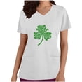 thumbnail image 3 of lcziwo St Patricks Day Scrubs for Women Funny Shamrock Print Tees Shirts Loose Fit Casual V Neck Scrub Tops Summer Vacation Outfits White XL Todays Sales, 3 of 5
