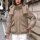 thumbnail image 1 of Parkas de manga larga para mujer, chaqueta informal de algodón con capucha y mangas largas de colores., 1 of 9
