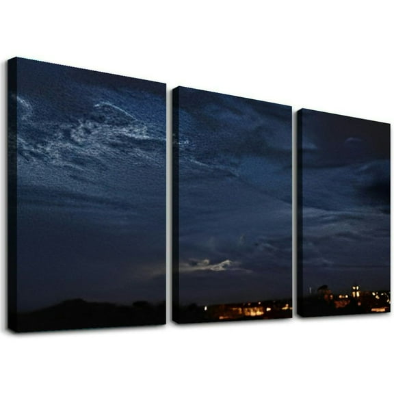 SHANXI The indigo blue sky Canvas Wall Art Bathroom Decor Paintings Pictures for Bedroom Wall Decor Above Bed Living Room Wall Decoration Office Artwork 12"x16"x3pcs
