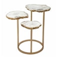 thumbnail image 2 of 18 Inch Accent Side Table, 3 Tier Design, White Agate Top, Gold Iron Base, 2 of 5