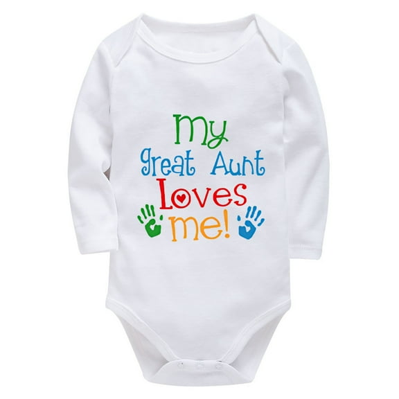 My Great Aunt Loves Me Newborn Romper Girl Long Sleeve Boy Hospital Outfit Newborn White Baby Boy Romper 12 Months